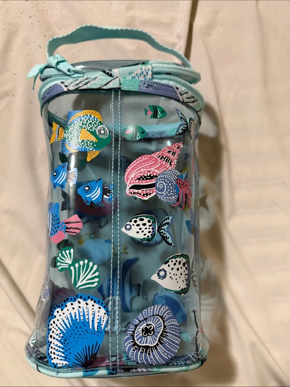 Vera Bradley Aqua Clear Fish-Print Carry Bag